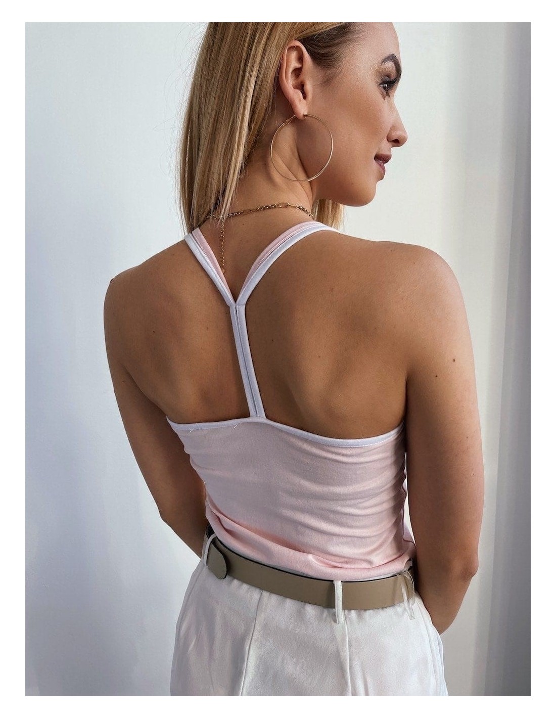 Summer top with thin straps, light pink 9949 - Online store - Boutique